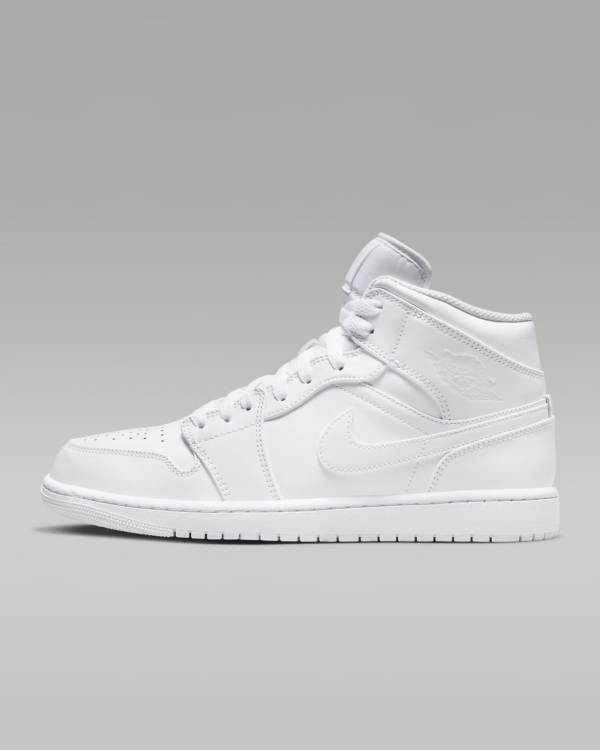 Air Jordan 1 Mid Shoes 554724-136 Triple White